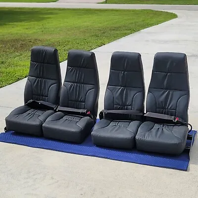 2 Pairs Of Bus Seats With Seat Belts 4 Chairs Camper Van RV Metal Bases Brackets • $600