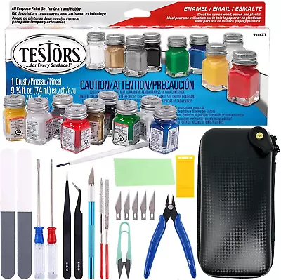 Testors Model Paint And  Model Accessory Kit - 10 Rich Enamel Paints - Fast Dryi • $72.17