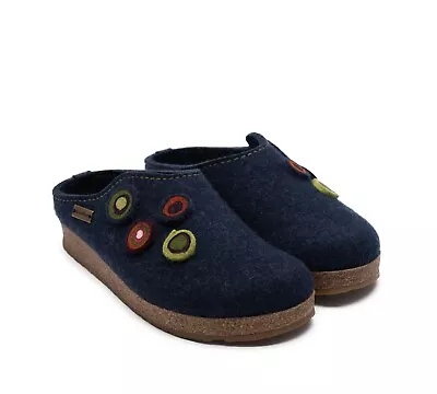 Haflinger Grizzly Kanon (blue) New Mens/women/unisex Clog Slippers Size 46 • £55