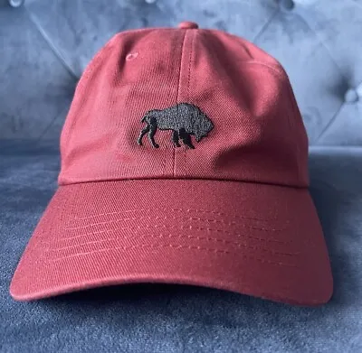 Eddie Bauer Dark Red Buckle Back Embroidered Buffalo Hat Cap Logo EUC Clean • $15