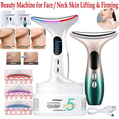 Face Neck Anti Wrinkle Lifting Beauty Device LED Photon Therapy Skin Tightening • $8.28