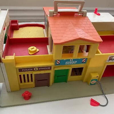 Vintage 1973 FISHER PRICE Little People Family Village Main Street Town ONLY /GC • $32