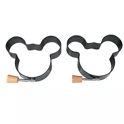 2 WDW Disney Kitchen Mickey Mouse Egg Pancake Ring Molds Metal Wood Handle Black • $14.99