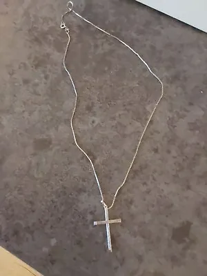Large Silver Cross With Long Silver Chain • £9