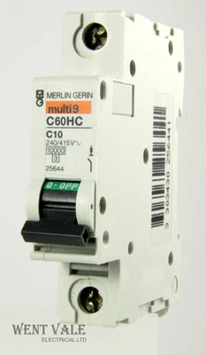 £8.50 • Buy Merlin Gerin Multi 9 - C60HC110 - 10a Type C Single Pole MCB Used