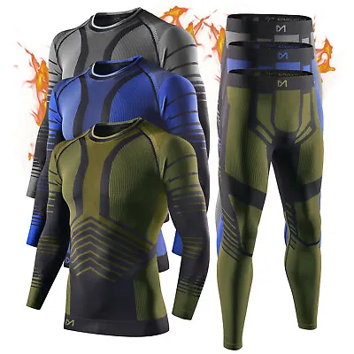 Mens Long Johns Thermal Set Long Sleeve Top Bottom Warm Underwear Baselayer Set • £21.99