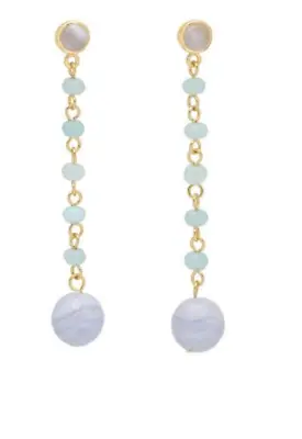 Lola Rose Eta Dangle Earrings Stone Agate Quartzite Blue White Rrp 45 • £38