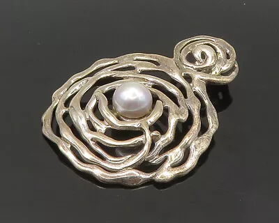 HAGIT GORALI ISRAEL 925  Silver - Vintage Shiny Pearl Spiral Pendant - PT16363 • $72.35