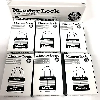 6 Pack Master Lock Brass Commercial Padlocks 2KA 2035 Keyed Alike W/2 Keys Each • $59.99