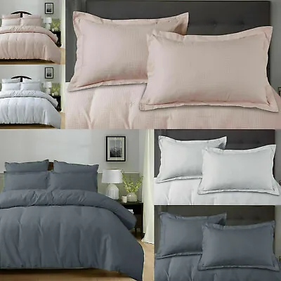 Luxury Style Waffle Pure 100% Cotton Duvet Cover Set With Pillowcase Bedding Set • £17.50