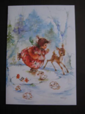 UNUSED Vintage Greeting Card Mary Hamilton CHRISTMAS Girl Ice Skating Glitter • $6.99