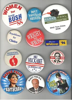 £29.19 • Buy 12 Pin REPUBLICAN PARTY 1988 - 2008 Pinback Conservative + Moderate Campaign GOP