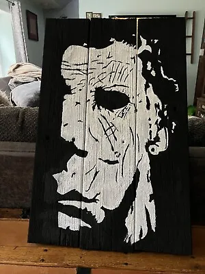 Michael Myers Hand Painted Horror Icon On Wood 15 X 24 • $40