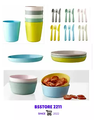 IKEA Kalas Children Kids Plastic Plates Mugs Bowls & Cutlery Set Home School • £13.18