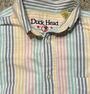 Vintage Duck Head Pastel Button Down Striped Shirt Size Large Pre-owned • $15