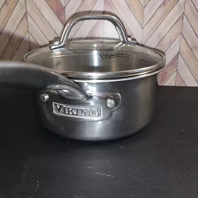 Viking 3-Ply Stainless Steel Sauce Pan With Glass Lid 1.5 Quart EUC • $49.99