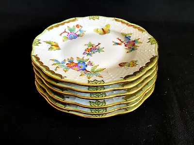 HEREND PORCELAIN HANDPAINTED QUEEN VICTORIA DESSERT PLATES 515/VBO (6pcs.) • $459.99