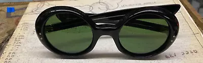 Vintage 1940/50’s  WILLSON   Black Frame  Round  “Jackie O”  Sunglasses France • $425