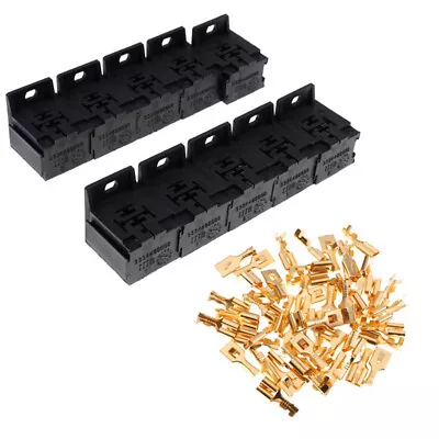 10PCS 30A-80A 5 Pin Relay Sockets Connector Holder With 50pcs 6.3mm Terminals • $13.25