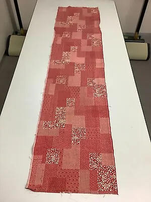 Japanese Vintage Kimono Fabric Cloth Boro Cotton Red Scrub Dirt 61.4x14.1inch • $16.50