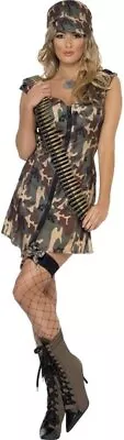 Smiffys Army Girl Costume Camouflage With Dress & Hat Land Sea And Air... • £22.21