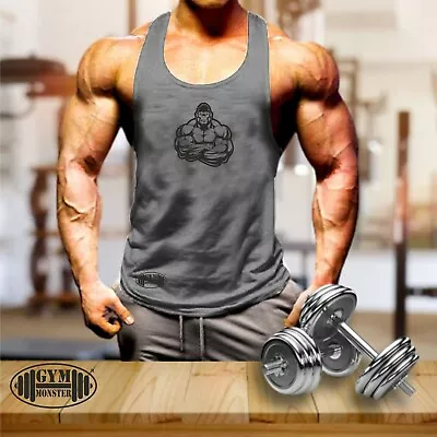 Gorilla Muscles Vest Gym Clothing Bodybuilding Training Workout MMA Men Tank Top • £10.99