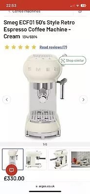 Smeg ECF01 Espresso 50s Retro Cream Coffee Machine - Hardly Used - Cost £330 • £200