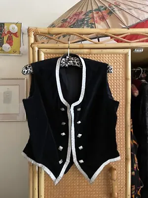 Ladies Highland Dancing Waistcoat Black Velvet With Silver Trim Size Small • £22