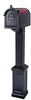 Mailbox With Post Large Black Classic Newport Craftsman Style Rust Proof Durable • $86.95