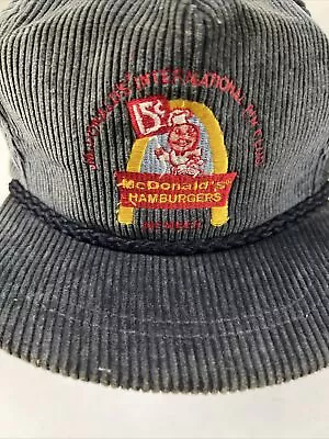 Vintage  McDonalds International Pin Club Hat Cap Snapback Grey  Corduroy • $39.99