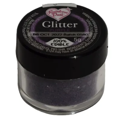 Rainbow Dust 100% Edible Glitter Cake Decoration Cupcakes Sparkles Purple 5g • £5.99