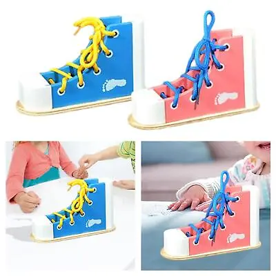 Montessori Learn To Tie Shoes Shoe Tying Aid Preschool Practice Tying Shoes • £10.68