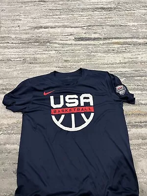 Nike Dri Fit USA Basketball Warm Up Team Issue Shirt Size Large L  Blue • $30