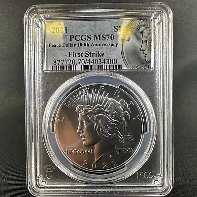 2021 Peace Silver Dollar MS70 PCGS First Strike! 100th Anniversary! NO RESERVE! • $350