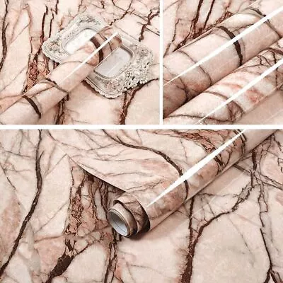 5m Marble Self-adhesive Wallpaper Sticky Back Plastic Vinyl Furniture Stickers • £10.99