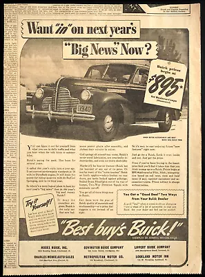 1940 GM BUICK BUSINESS COUPE GM Car Automobile 11  X 15  Vtg Newspaper PRINT AD • $9.94
