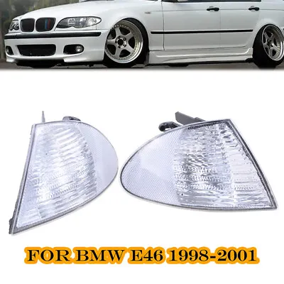 Pair For BMW 3 Series E46 98-01 Front Indicator Turn Signal Corner Clear Lights • $29.99