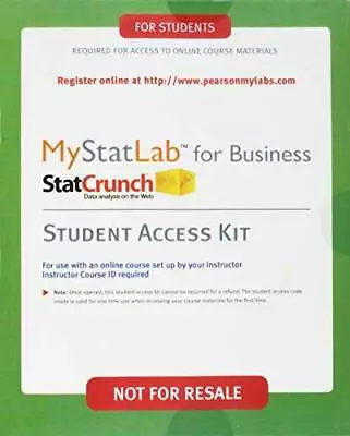 MyStatLab For Business Statistics -- ValuePack Access Card - VERY GOOD • $39.79