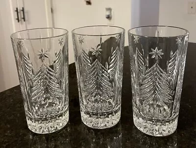 Mikasa Crystal Christmas Tree High Ball Glasses~Set Of 3 ~Excellent • $36.95