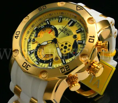 New Invicta Men Pro Diver Scuba 3.0 Chrono 18K Gold Plated Gold Dial Poly Watch • $109.99