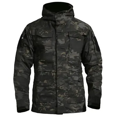 Tactical Men Jacket Military Hooded M65 Field Coat Waterproof Hiking Windbreaker • $68.81