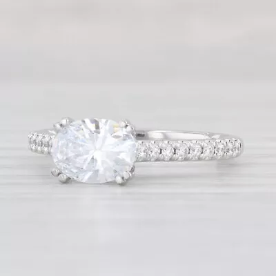 New A Jaffe Oval Diamond Semi Mount Engagement Ring 14k White Gold Size 6 • $1499.99