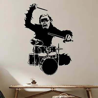 £7.49 • Buy Large Music Monkey Drum Drummer Art Bedroom Wall Mural Sticker Transfer  Decal