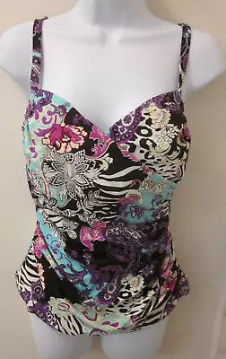 Magicsuit Size 12 Tankini Top Underwire Bra MultiColor Swimsuit Magic Suit Adj • $38.99