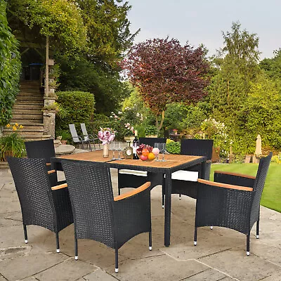 7PCS Outdoor Patio Rattan Wicker Table & Chairs Dining Furniture Set W/ Cushions • $375.99