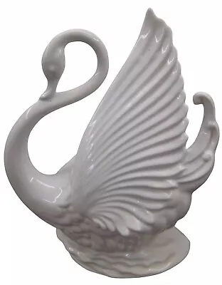 Vintage Porcelain White Swan Sculptured Table Lamp Planter Vase MCM Maddox Of CA • $49.90