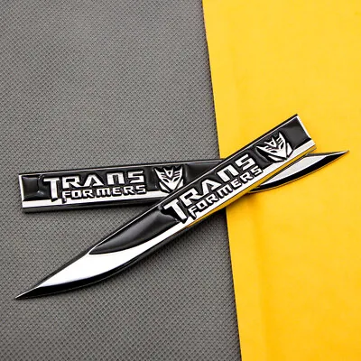 $8.99 • Buy Pair Black Metal Fender Transformers Decepticon Emblem Badge Side Wing Sticker