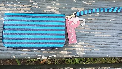 Merona Blue Striped Faux Leather Zip Around Wallet New With Tags  • $6.60