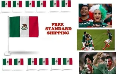 12 Pack Lot MEXICO MEXICAN World Cup Soccer Car Flag FLAGS CAR WINDOW 18  X 12   • $37.76