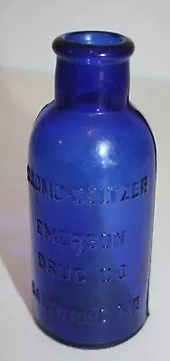 Vintage Bromo Seltzer Blue Glass Bottle Baltimore MD 5  • $8.76